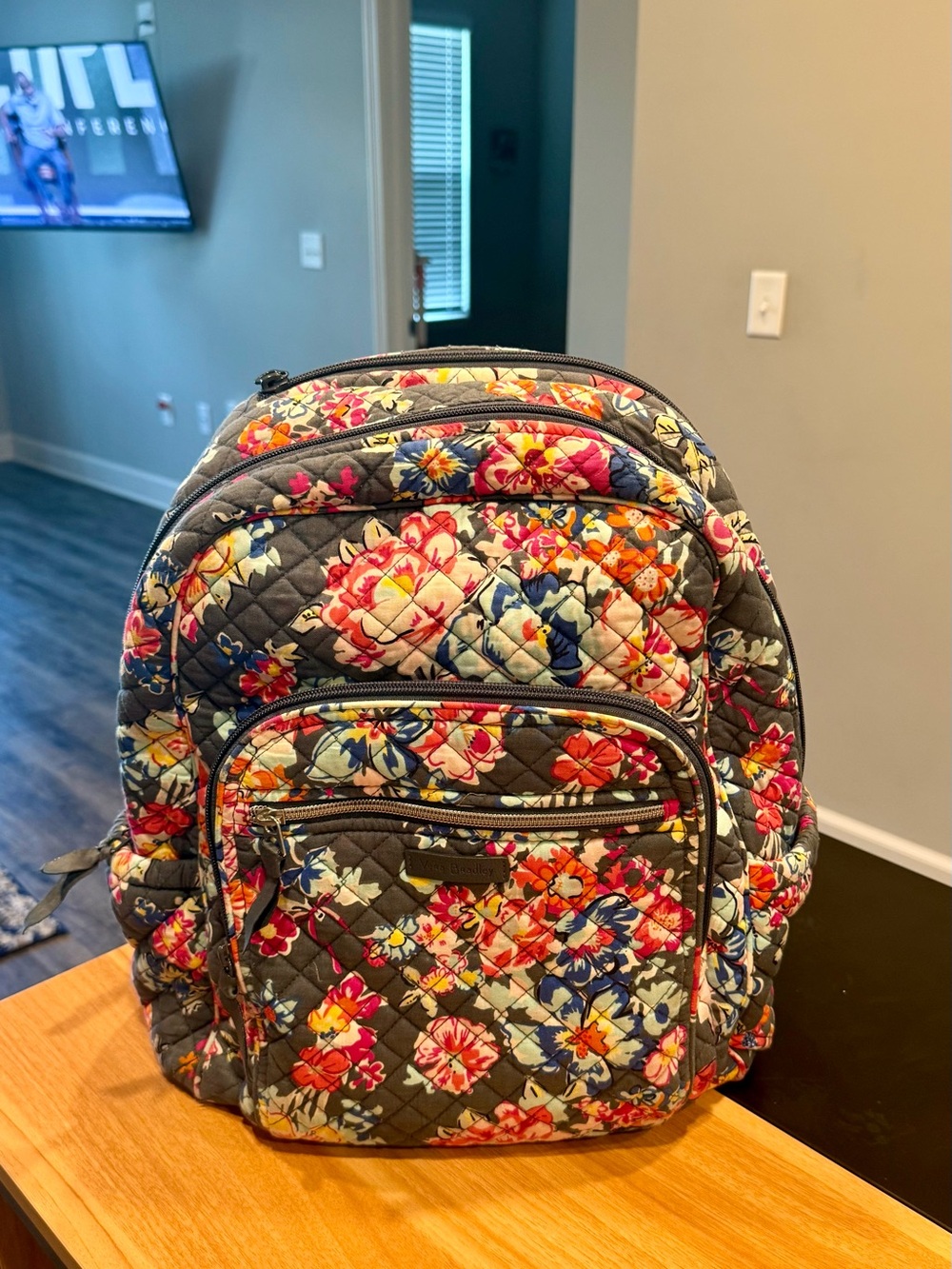 Vera Bradley Quilted Floral Backpack - Gray Multi